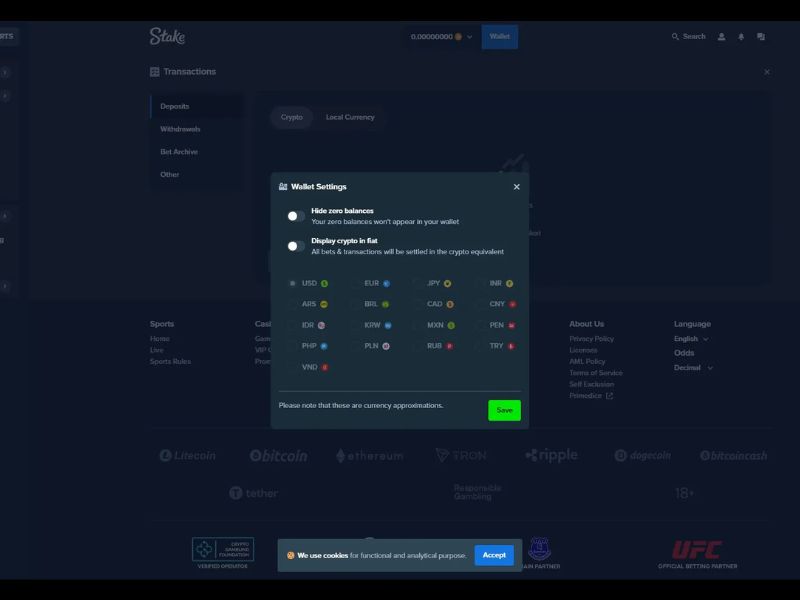 Effettuare un deposito con Stake