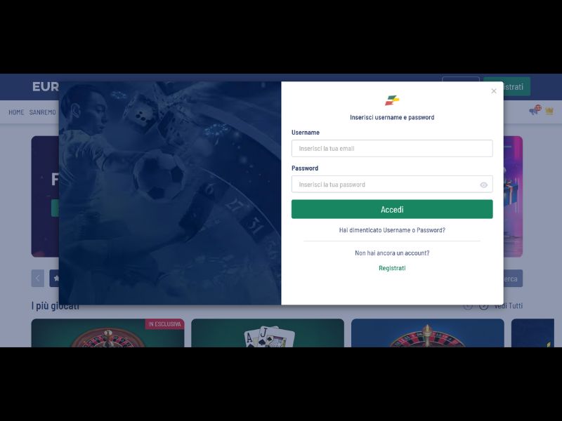 Registrazione al Casinò Eurobet